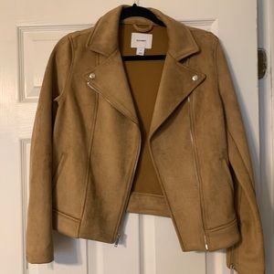 Faux suede moto jacket